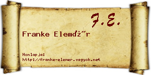 Franke Elemér névjegykártya